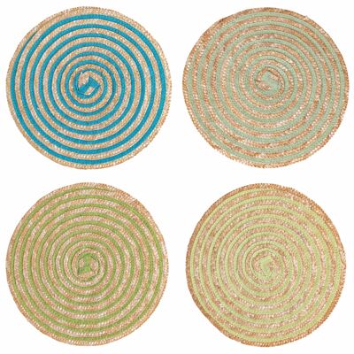 Round placemat 38 cm with spiral texture, Spiral Greenery