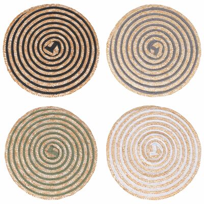 Mantel individual redondo con textura espiral, Piedras Espirales