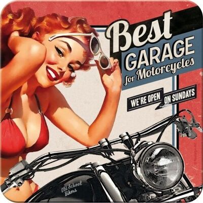 Metal coaster Best Garage for Motorcycles 9 x 9 cm