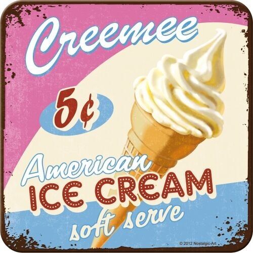 Metal coaster American Ice Cream 9 x 9 cm