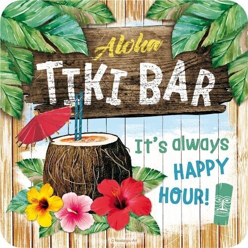 Metalluntersetzer Aloha Tiki Bar 9 x 9 cm