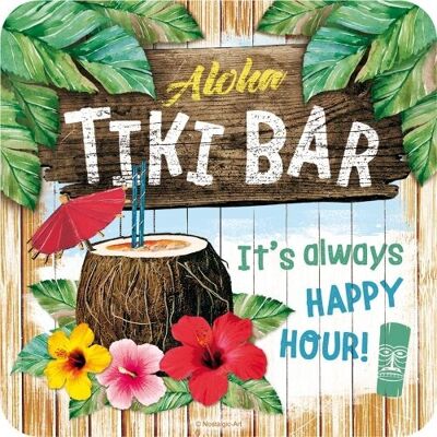 Posavasos metálico Aloha Tiki Bar 9 x 9 cm
