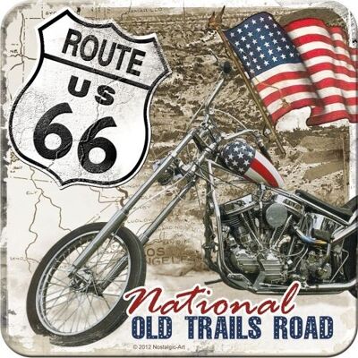 Metal coaster Route US 66 - National Old Trails Road 9 x 9 cm
