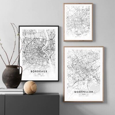 Pósters de mapas de ciudades francesas - Póster para decoración de interiores