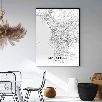 Affiches cartes villes de France - Poster pour décoration d'intérieur 7