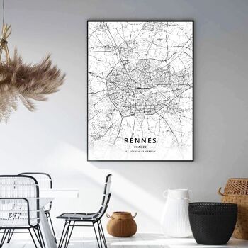 Affiches cartes villes de France - Poster pour décoration d'intérieur 11
