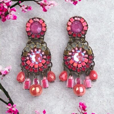 Boucles d'oreilles en cristal rose Peoni