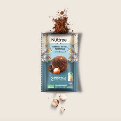 1 PRÉSENTOIR DE 15 SACHETS X2 ENERGY-BALLS CHOCO-NOISETTE BIO