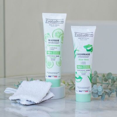 Duo esfoliante e maschera viso + cotone riutilizzabile in omaggio