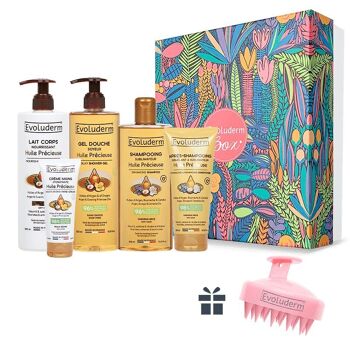 Coffret Soyeux Corps & Cheveux Huile Précieuse + Brosse cheveux Offerte 1