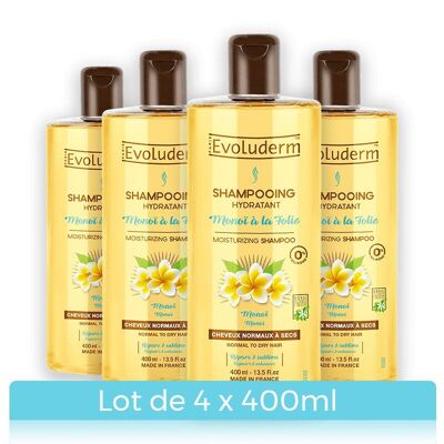 Set mit 4 feuchtigkeitsspendenden Monoï à la Folie-Shampoos