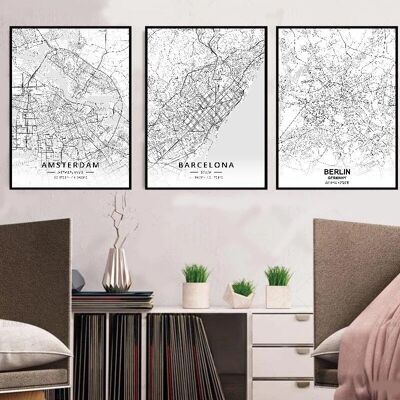 Poster con mappa delle città del mondo - Poster per la decorazione d'interni