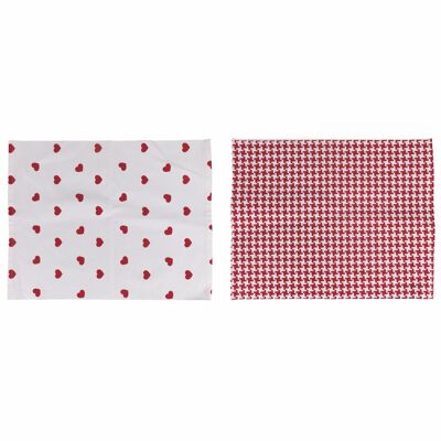 Cotton placemat, Poule Hearts