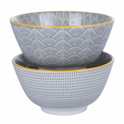 Cuenco redondo 12 cm en porcelana, doble decoración, Grey Confusion