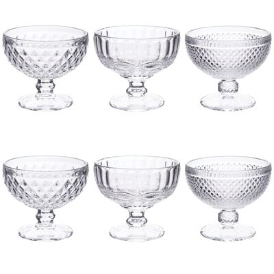 Set de 6 cuencos 390 ml en cristal, Vintage