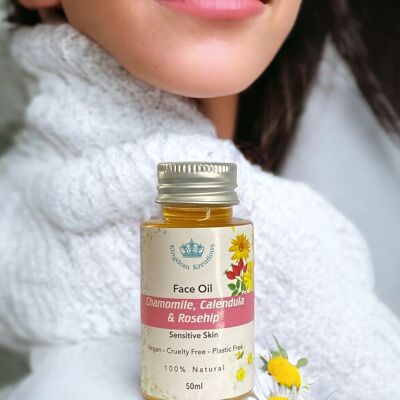 Gesichtsöl – Kamille, Ringelblume und Hagebutte (empfindliche Haut)