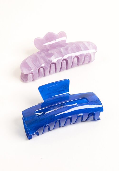 Resin Hair Clip Multi-pack in Blue and Lilac
