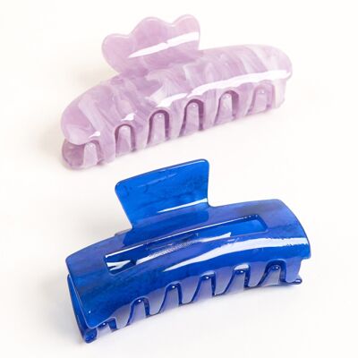 Haarspangen aus Kunstharz im Multipack in Blau und Flieder