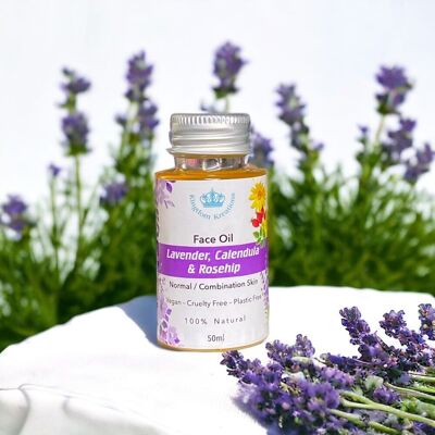 Aceite facial: lavanda, caléndula y rosa mosqueta (normal/combinado)