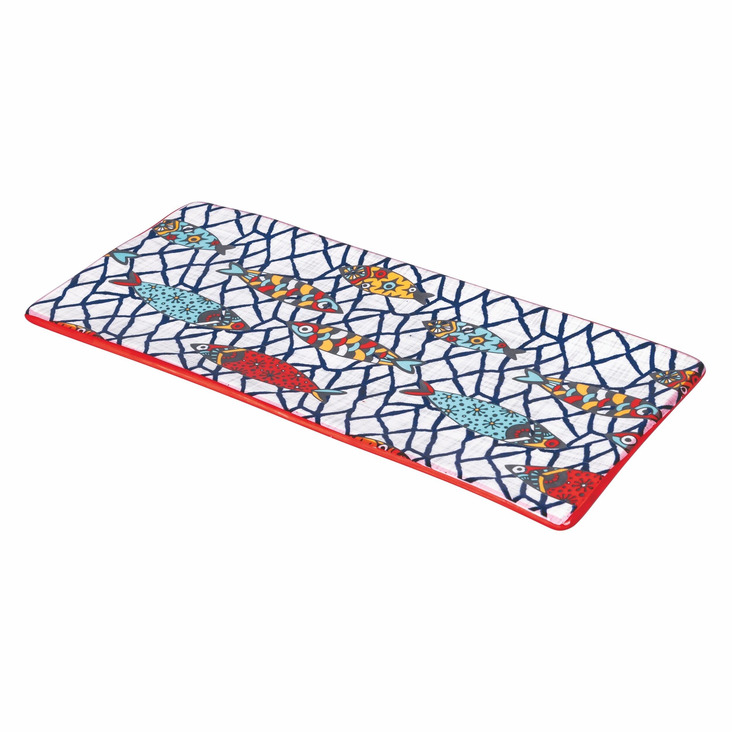 Rechteckiges Keramiktablett, Meeresdekoration, Los Cabos