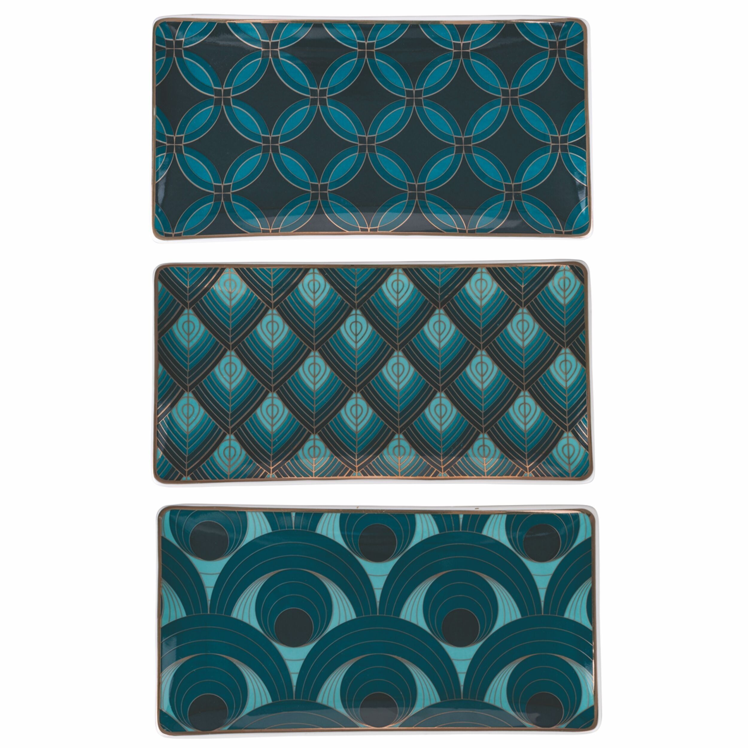 Rechteckiges Tablett aus neuem Bone China, Vetiver