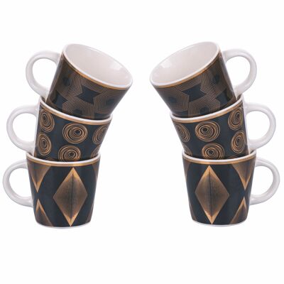 Set mit 6 Kaffeetassen 90 ml aus Knochenporzellan, Mondrian