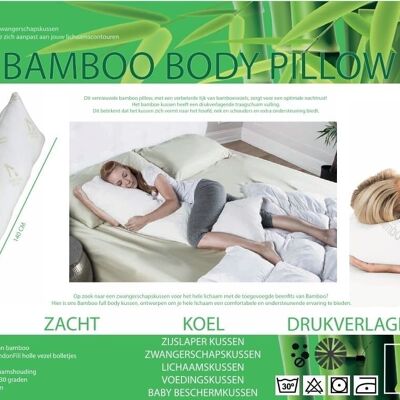 Almohada corporal de bambú - Cojín para dormir de lado de bambú (empaquetado en caja)