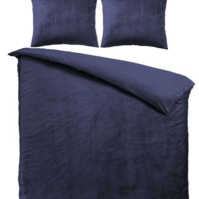 Housse de Couette Velours Bleu Marine