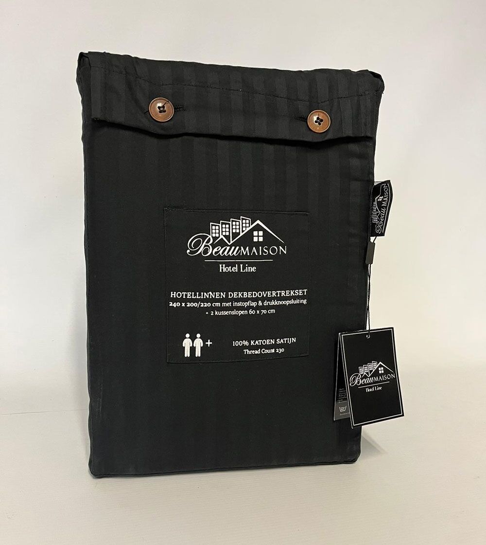 Cotton Satin Duvet Cover Hotel Line Black