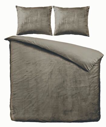 Housse de Couette Velours Taupe 1