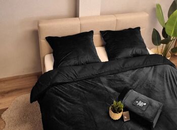 Housse de Couette en Velours Noir-Velours Noir/Velours 2