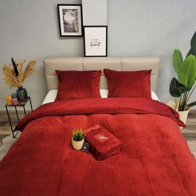 Funda Nórdica Terciopelo Burdeos-Terciopelo Rojo/Terciopelo