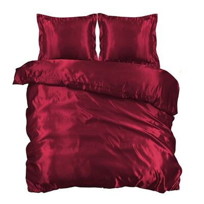 Glänzender Satin-Bettbezug in Rot