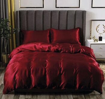 Housse de Couette Satin Brillant Rouge 3