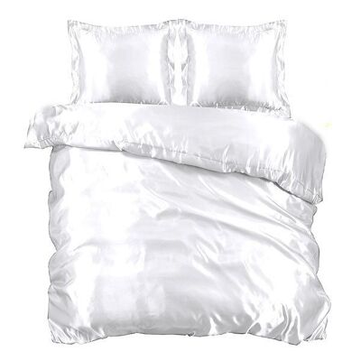Glänzender Satin-Bettbezug in Weiß