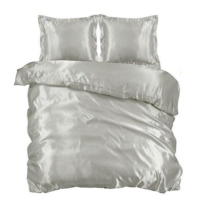 Glänzender Satin-Bettbezug in Silber