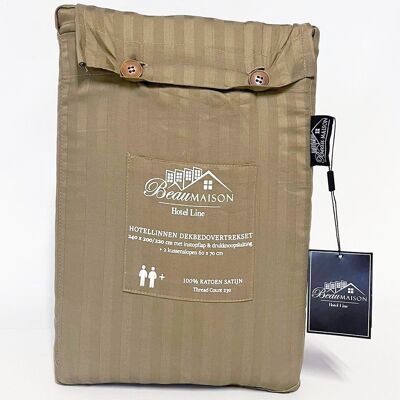 Funda Nórdica de Raso de Algodón Línea Hotel Verde Topo