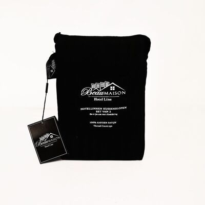 Pillowcase Hotel Line Black 60x70cm 2 pieces with zipper