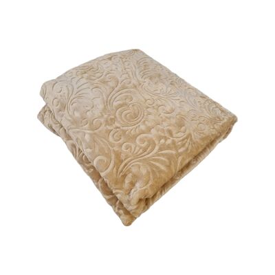 Embossed Uni Living Blanket Cappuccino 160 x 220 cm | Heavy Quality