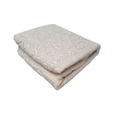 Embossed Uni Living Blanket Ivory 160 x 220 cm | Heavy Quality