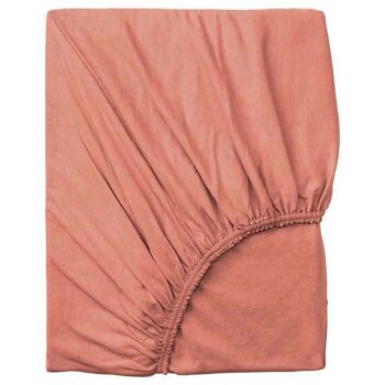 Drap-housse Jersey Double Tissage Rose Nude 1