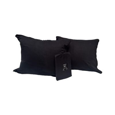 Double Jersey Pillowcases 60x70 cm Black - Set of 2
