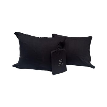 Taies d'oreiller Double Jersey 60x70 cm Noir - Lot de 2 1