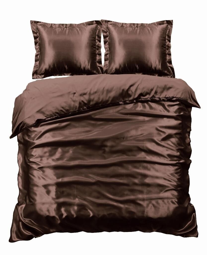 Shiny Satin Duvet Cover Brown