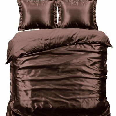 Housse de Couette Satin Brillant Marron