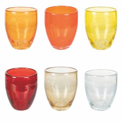 Coffret de 6 verres à eau 300 ml en pâte de verre soufflé, Acapulco Sunset