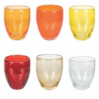 Set of 6 water glasses 300 ml in blown glass paste, Acapulco Sunset