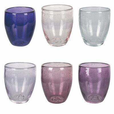 Set of 6 water glasses 300 ml, in blown glass paste, Acapulco Provence