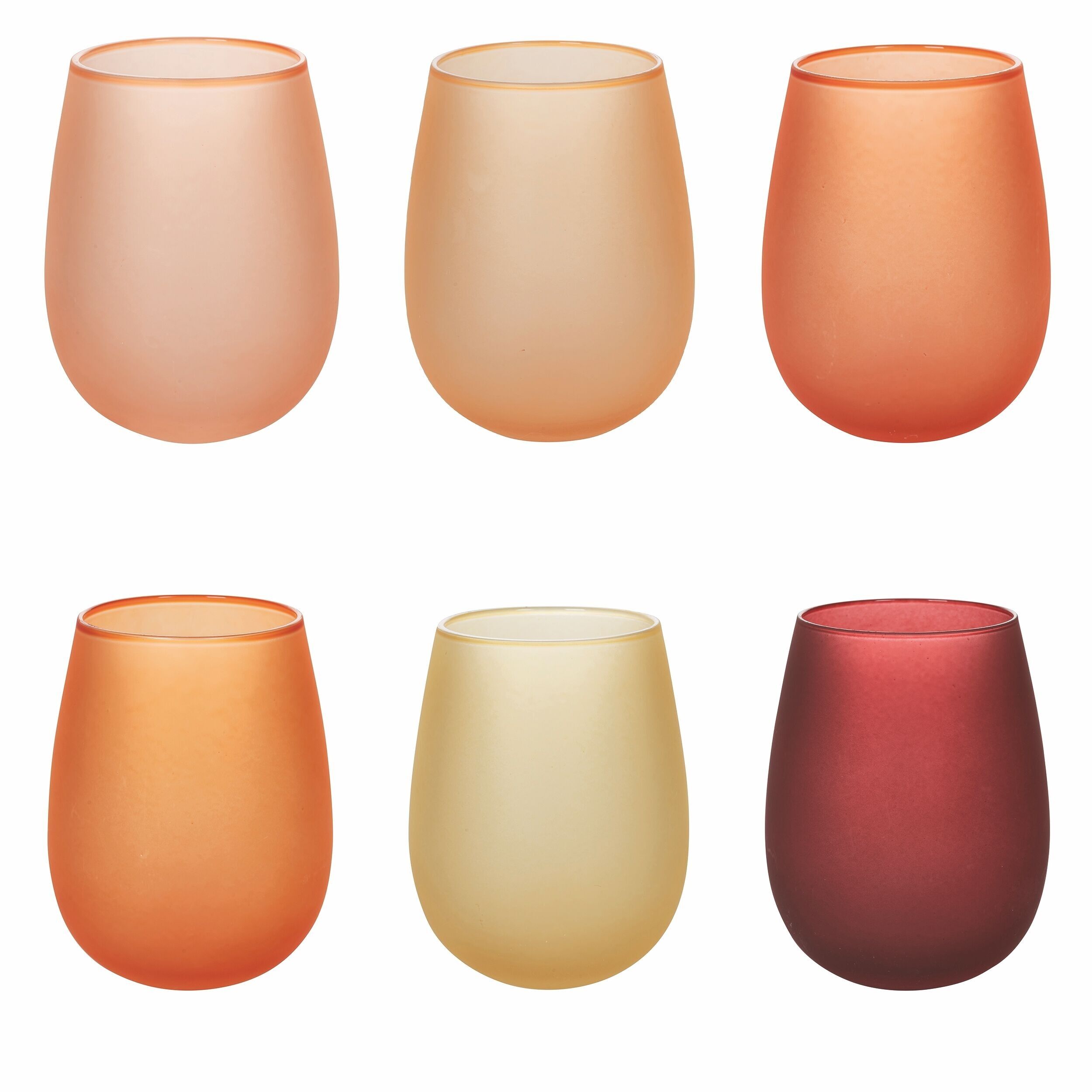 Set mit 6 Wassergläsern 600 ml, Milchglas, Happy Hour Sunset