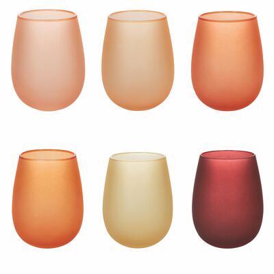 Set of 6 water glasses 600 ml frosted glass, Happy Hour Sunset